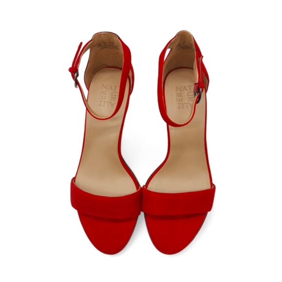 Naturalizer Women's Size 9 W Red Vera Suede Block Heel Ankle Strap Dress Sandals - Picture 9 of 14